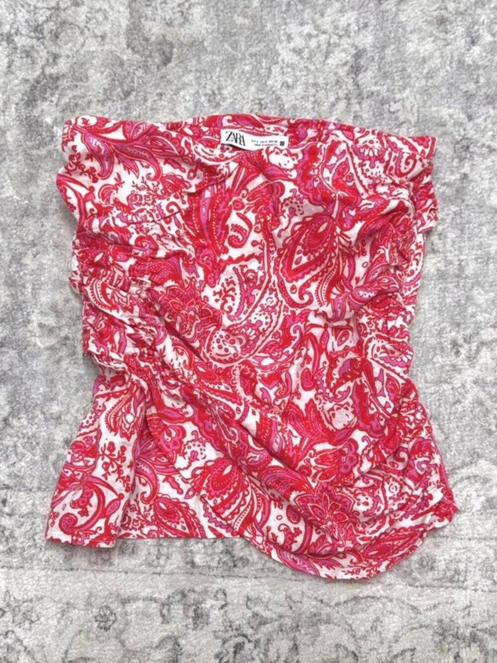 Zara strapless tube top shirt floral paisley